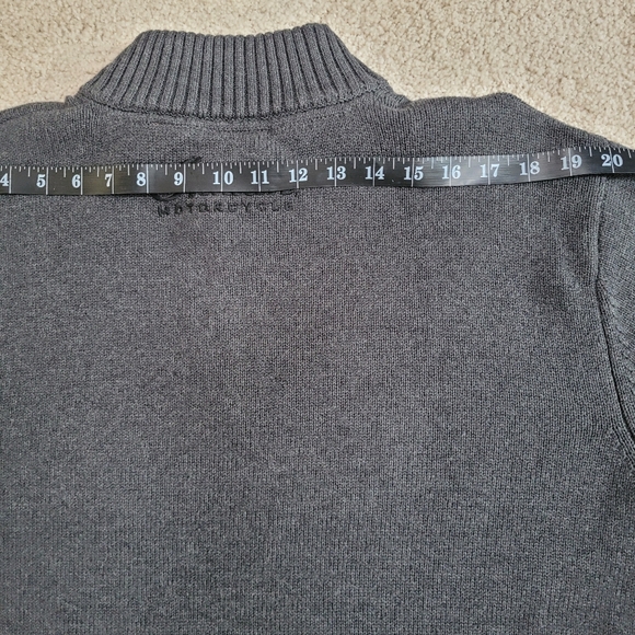Indian Motorcycle 1/4 Zip Pullover 100% Cotton Sweater Size M Gray Embroidered - Picture 6 of 12